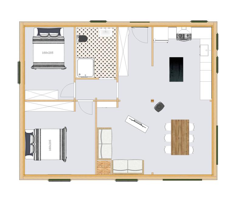 Plan maison plain pied 75 m²
