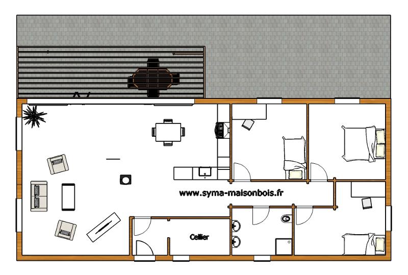 Plan longère 125 m²