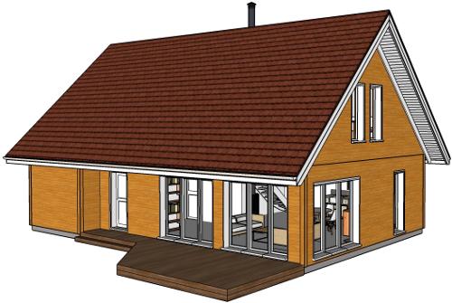 Maison bois 140 m² couverture tuiles rouges