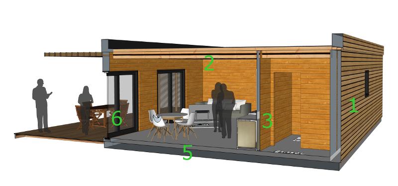 Vue intérieure maison contemporaine en bois